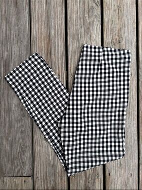 J JILL | Black Gingham Cotton-Stretch Preppy Quiet Luxury Ankle Pants | Size 6